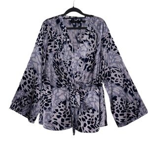 Colleen Lopez Blue and White Patterned Top